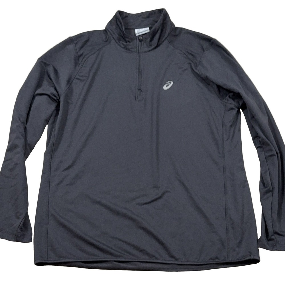 ASICS Quarter-Zip Pullover Men's XL Black Athletic Shirt Long Sleeve Thumbhole - Picture 1 of 6